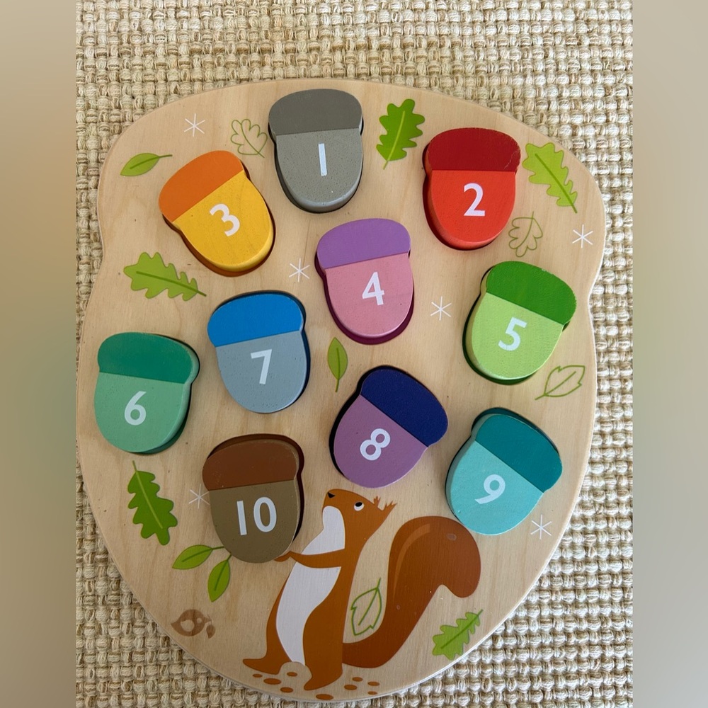 How Many Acorns? - Children’s Count to 10 Number Wooden Puzzle Game